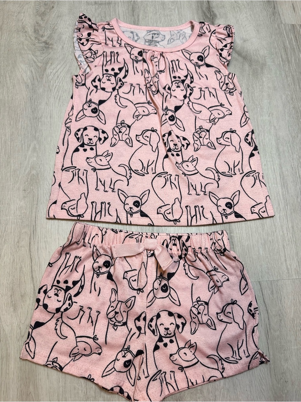 Kids - 3 for $10 - Pink Puppy Print Pajama Set - Soft Short Sleeve & Shorts